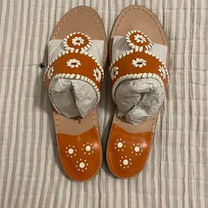 Jack Rogers Jacks Wide Flat Sandals Size 8.5 Orange/White